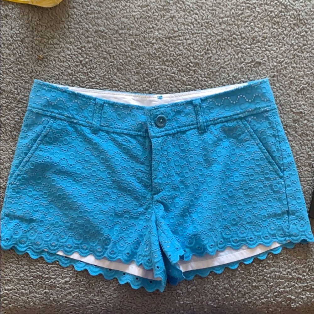 Lilly Pulitzer Blue Scalloped Eyelet Lace Short
